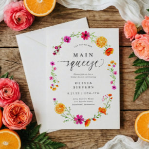 Hauptpresse Pink Orange Zitrus-Junggesellinnen-Abs Einladung