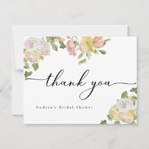 Hauptpresse Zitrusfrüchte Rosa Floral Dankeskarte