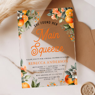 Hauptpressung Tangerine Orange Zitrus Junggesellin Acryleinladungen