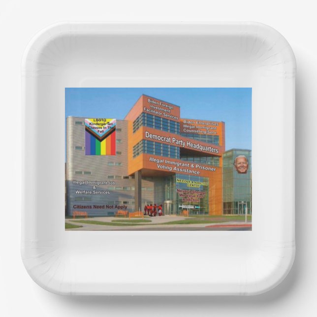 Hauptquartier des demokratischen Party Pappteller (Vorderseite)