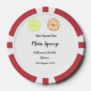 Hauptqueeze ZitronenZitrusfrüchte Brautparty Name Pokerchips