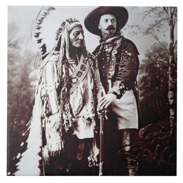 Hauptsitting Bull (1831-90) auf Ausflug mit Büffel Fliese (Vorderseite)