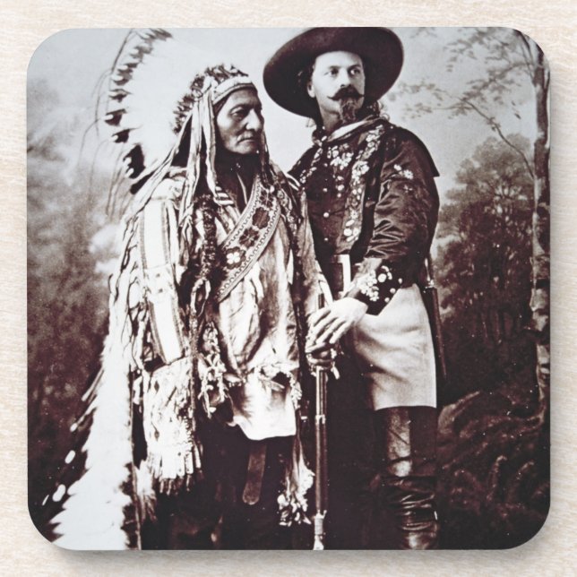 Hauptsitting Bull (1831-90) auf Ausflug mit Büffel Untersetzer (Vorderseite)