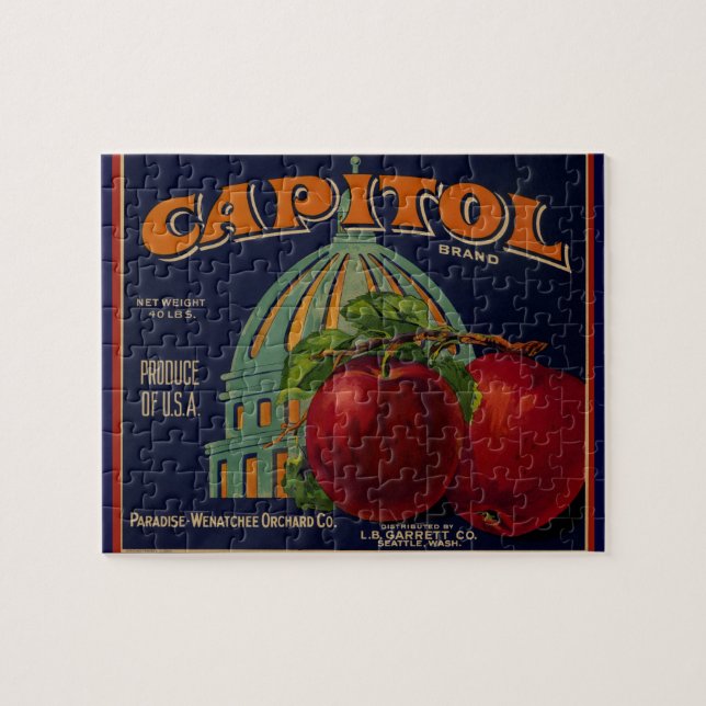 Hauptstadt Apple Label Sacramento Puzzle (Horizontal)