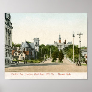 Hauptstadt Ave, Omaha, Nebraska Vintag Poster