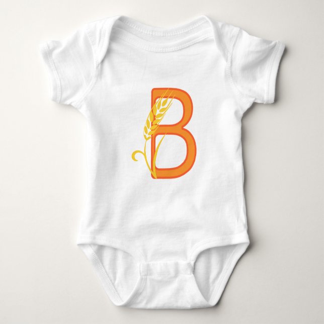 Hauptstadt B florale Monogramm Baby Strampler (Vorderseite)