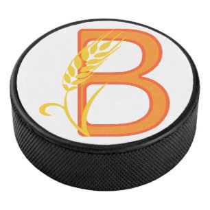Hauptstadt B florale Monogramm Eishockey Puck