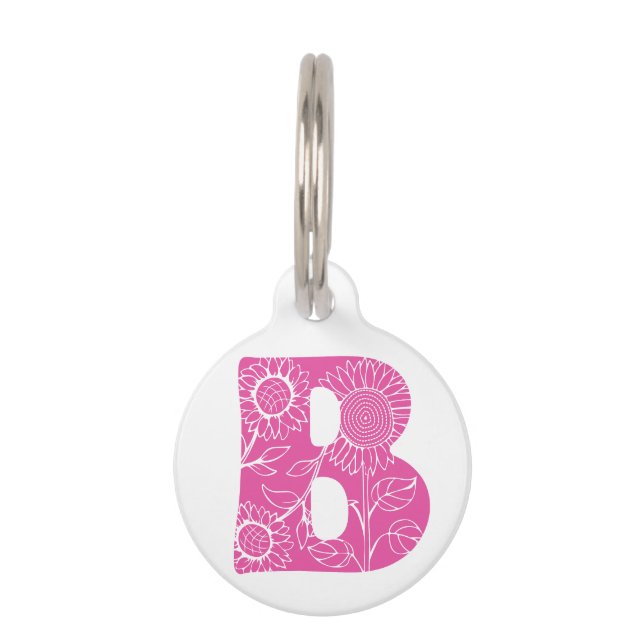 Hauptstadt B florale Monogramm Haustiermarke (Vorderseite)