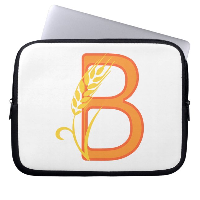 Hauptstadt B florale Monogramm Laptopschutzhülle (Vorderseite)