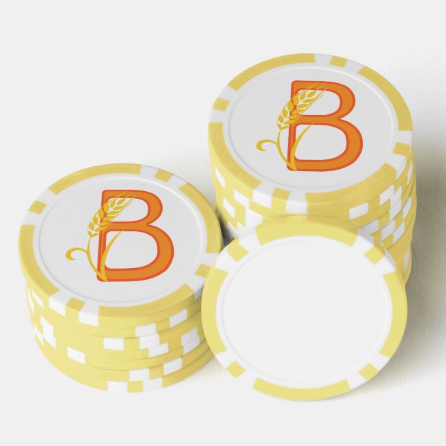 Hauptstadt B florale Monogramm Pokerchips (Stapel)