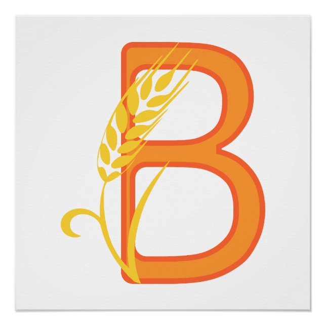 Hauptstadt B florale Monogramm Poster (Vorderseite)