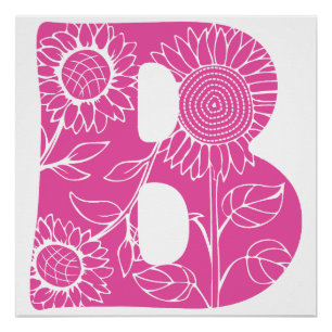 Hauptstadt B florale Monogramm Poster