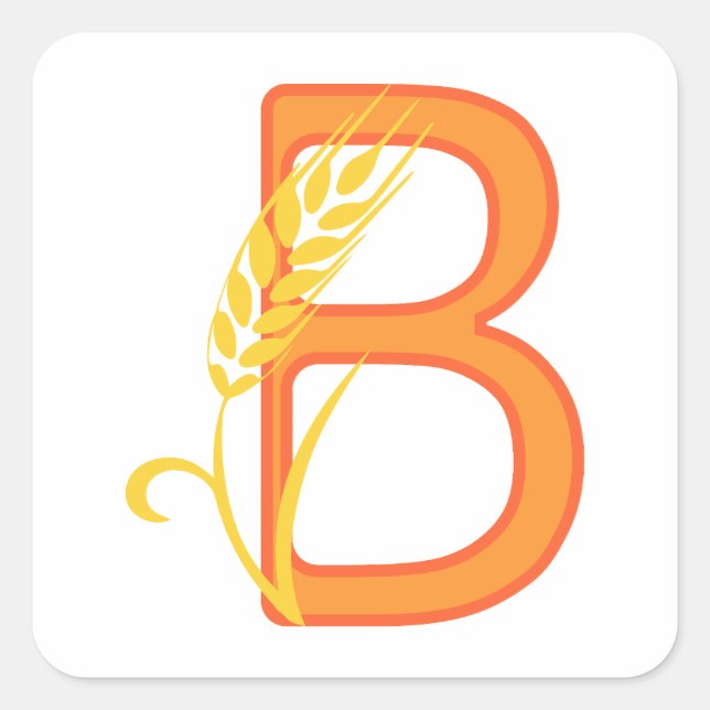 Hauptstadt B florale Monogramm Quadratischer Aufkleber (Vorderseite)