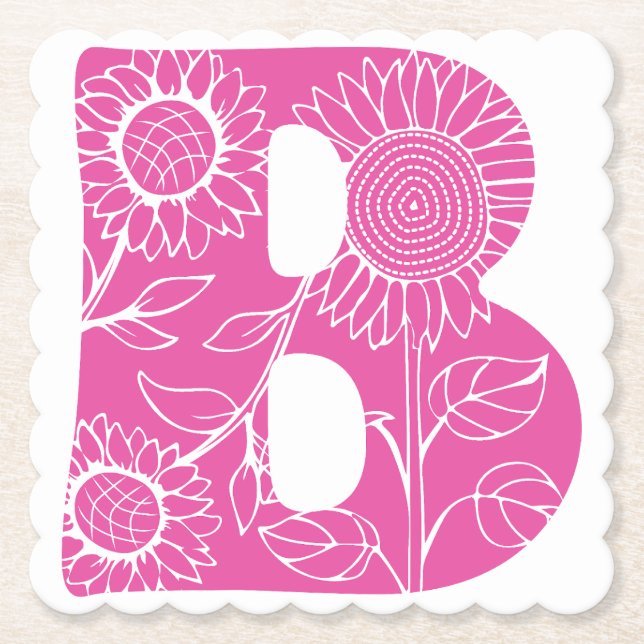 Hauptstadt B florale Monogramm Untersetzer (Vorderseite)