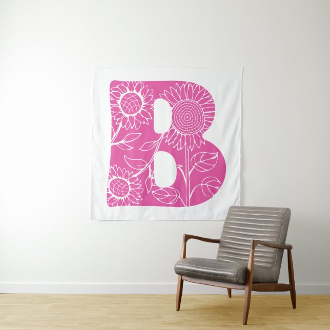Hauptstadt B florale Monogramm Wandteppich (Beispiel)
