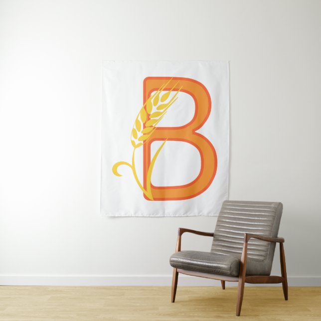 Hauptstadt B florale Monogramm Wandteppich (Beispiel)