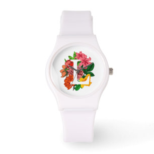 Hauptstadt Brief L floral monogramm Armbanduhr