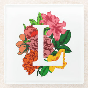 Hauptstadt Brief L floral monogramm Glasuntersetzer