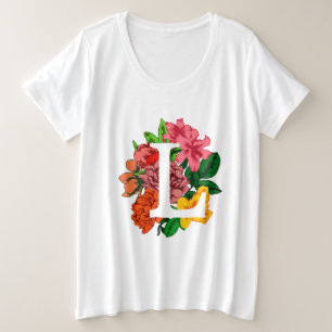 Hauptstadt Brief L floral monogramm Große Größe T-Shirt