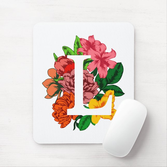 Hauptstadt Brief L floral monogramm Mousepad (Mit Mouse)