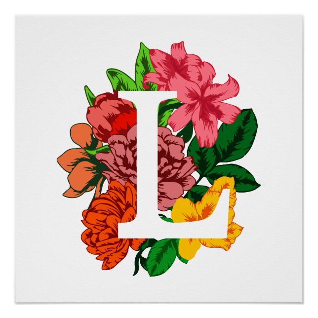 Hauptstadt Brief L floral monogramm Poster (Vorderseite)