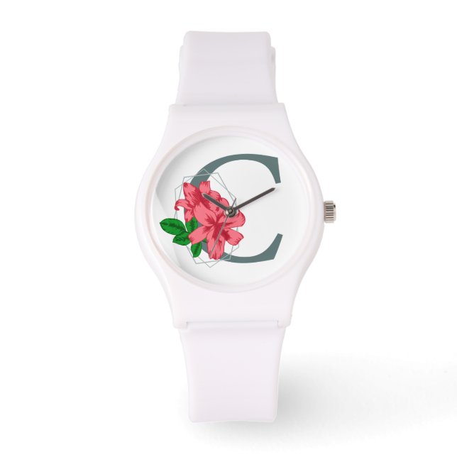 Hauptstadt Buchstabe C florale Monogramm Armbanduhr (Vorderseite)