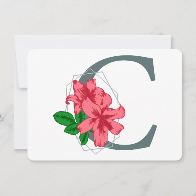 Hauptstadt Buchstabe C florale Monogramm Einladung (Vorderseite)