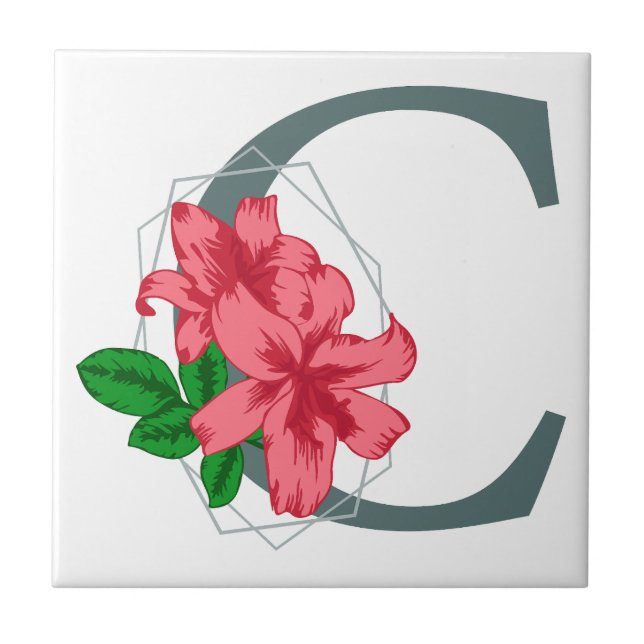 Hauptstadt Buchstabe C florale Monogramm Fliese (Vorderseite)