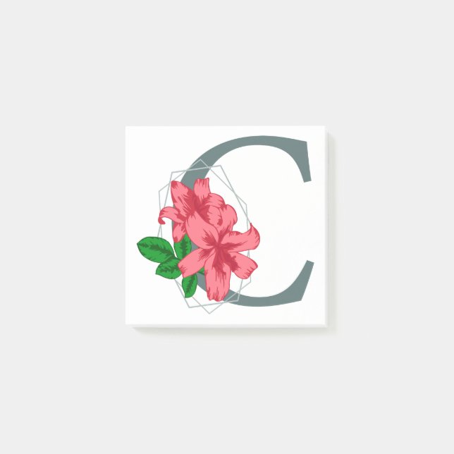 Hauptstadt Buchstabe C florale Monogramm Post-it Klebezettel (Vorderseite)
