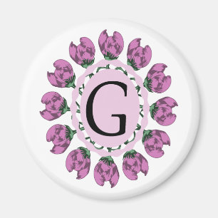 Hauptstadt Buchstabe G florale Monogramm Magnet