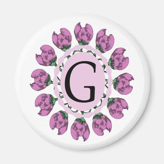 Hauptstadt Buchstabe G florale Monogramm Magnet (Vorne)