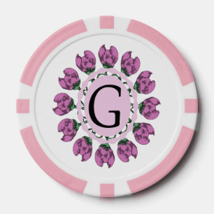 Hauptstadt Buchstabe G florale Monogramm Pokerchips