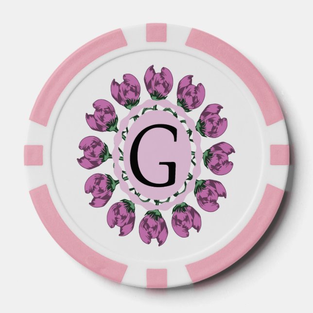 Hauptstadt Buchstabe G florale Monogramm Pokerchips (Vorderseite)