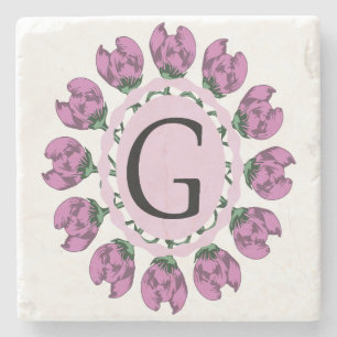 Hauptstadt Buchstabe G florale Monogramm Steinuntersetzer