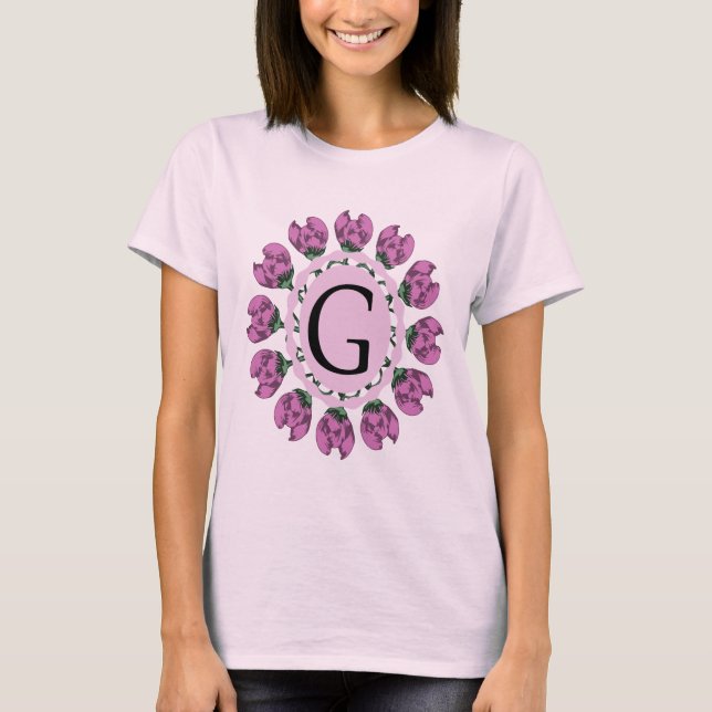 Hauptstadt Buchstabe G florale Monogramm T-Shirt (Vorderseite)