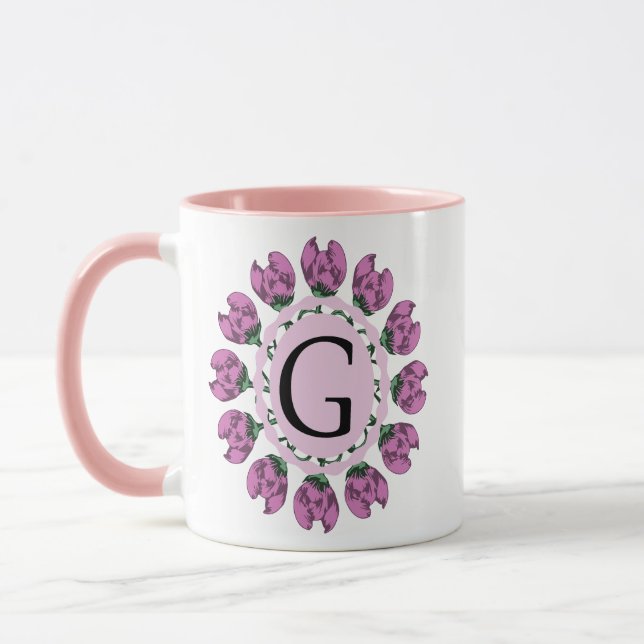 Hauptstadt Buchstabe G florale Monogramm Tasse (Links)