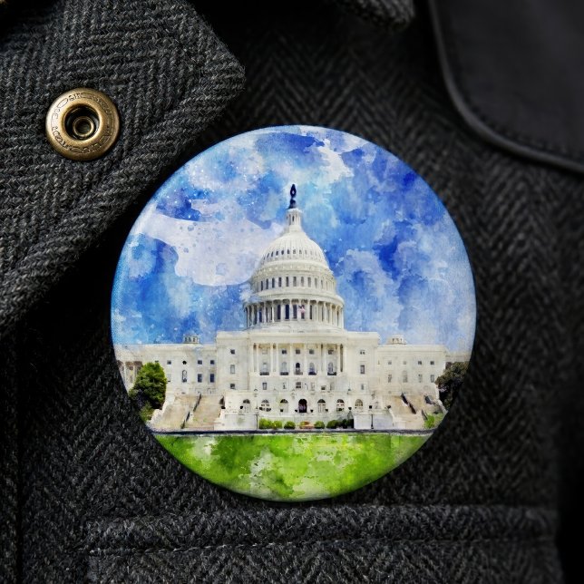 Hauptstadt der Staaten in Washington DC Button (United States Capitol in Washington DC Watercolor. Button)
