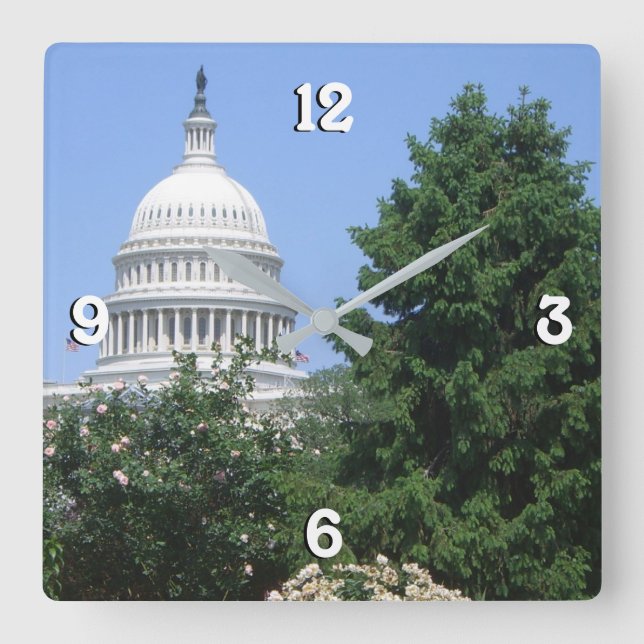 Hauptstadt Gebäude von Bartholdi Park Quadratische Wanduhr (Vorderseite)