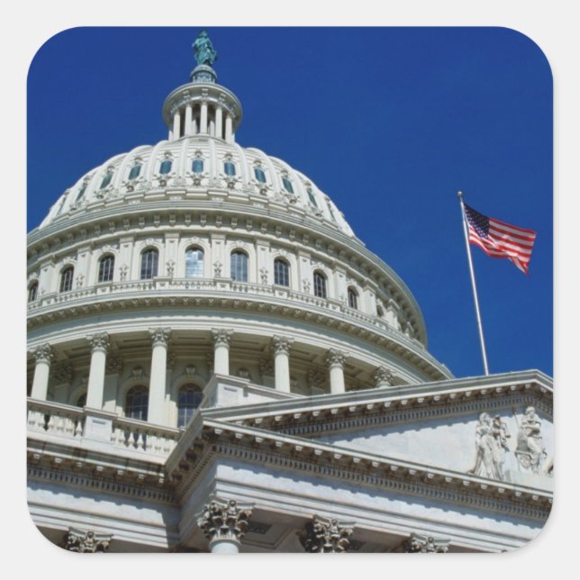 Hauptstadt Gebäude, Washington, USA Quadratischer Aufkleber (Vorderseite)