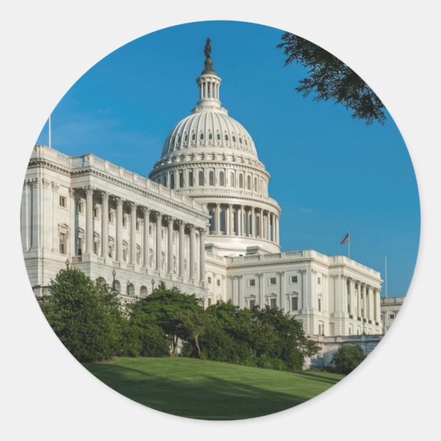 Hauptstadt Gebäude West View Runder Aufkleber (Vorderseite)