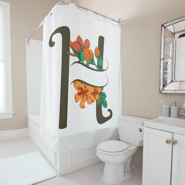 Hauptstadt H florale Monogramm Duschvorhang (Beispiel)