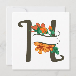 Hauptstadt H florale Monogramm Einladung