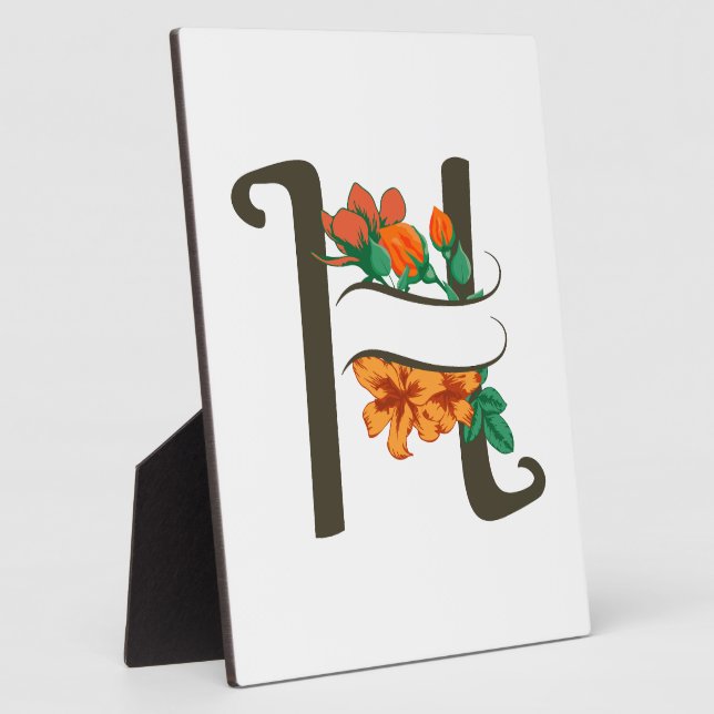 Hauptstadt H florale Monogramm Fotoplatte (Seite)