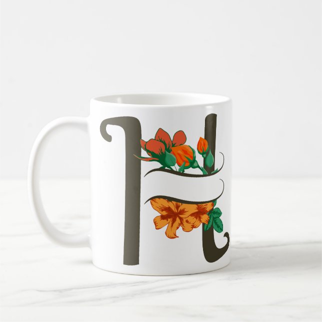 Hauptstadt H florale Monogramm Kaffeetasse (Links)