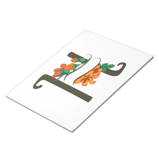 Hauptstadt H florale Monogramm Notizblock (angewinkelt)