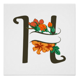 Hauptstadt H florale Monogramm Poster