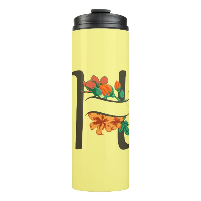 Hauptstadt H florale Monogramm Thermosbecher (Vorderseite)