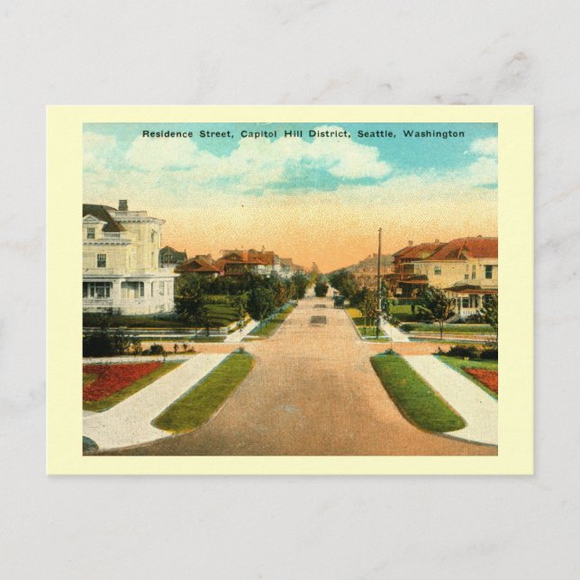 Hauptstadt Hill District, Seattle, Washington Vint Postkarte (Vorderseite)