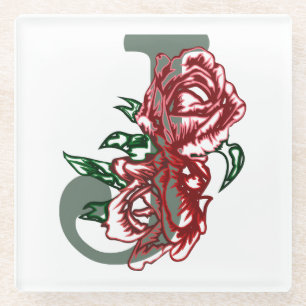 Hauptstadt J floral monogramm Glasuntersetzer