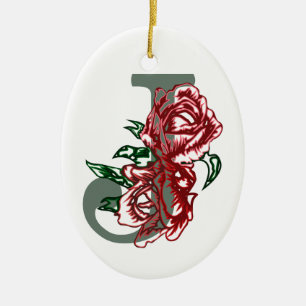 Hauptstadt J floral monogramm Keramik Ornament
